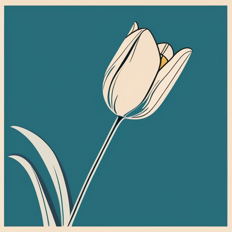 复古极简风格一朵郁金香插图
