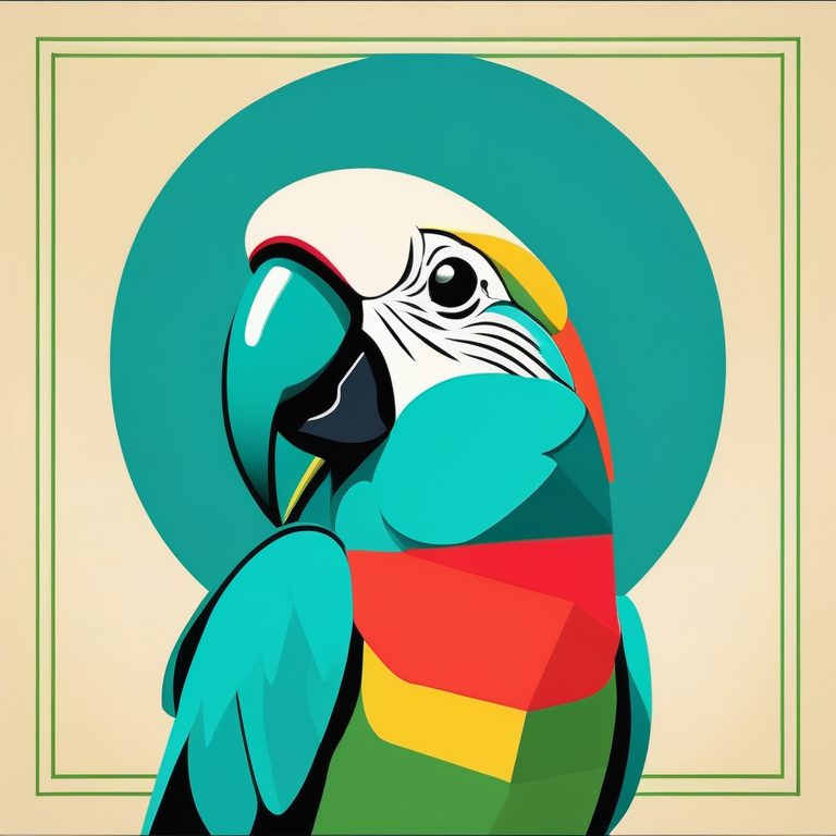 复古极简海报风格一只鹦鹉