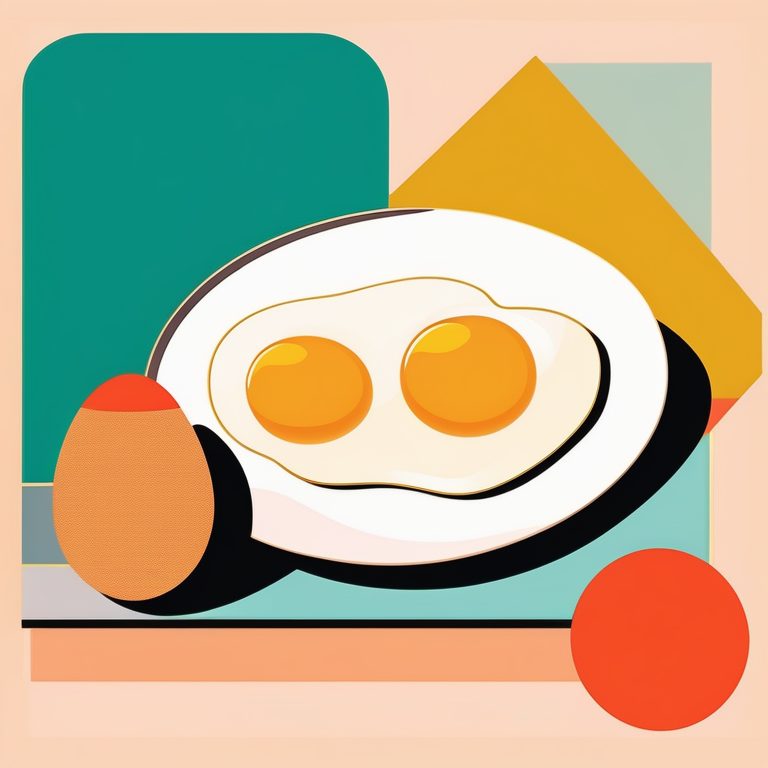 复古极简美食插画:色块早餐