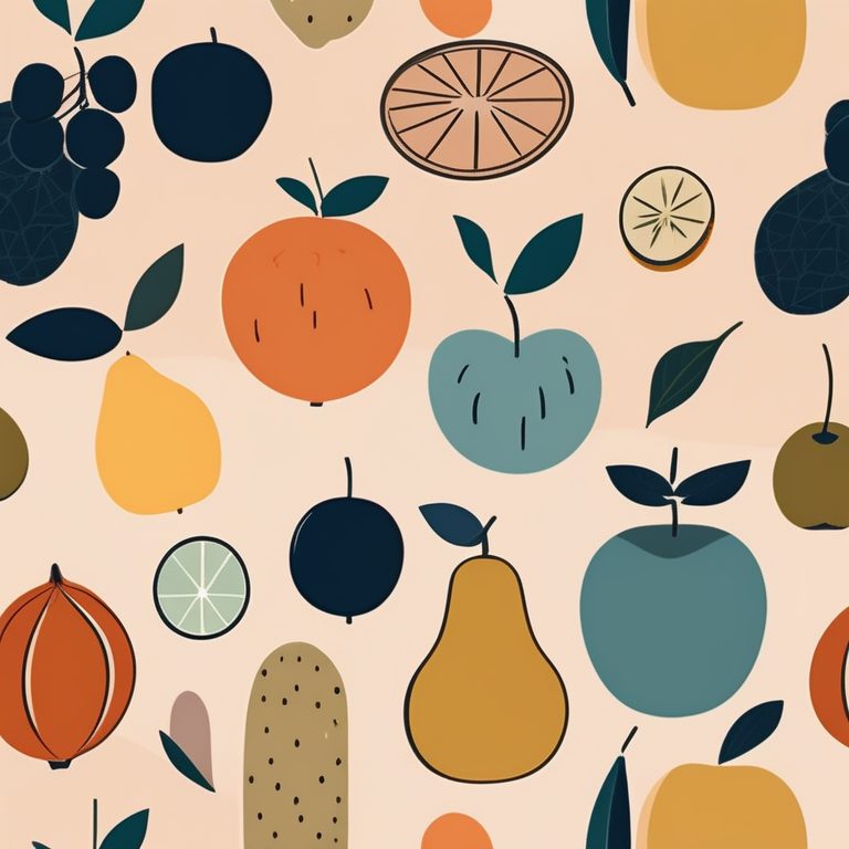 复古极简主义水果插画
