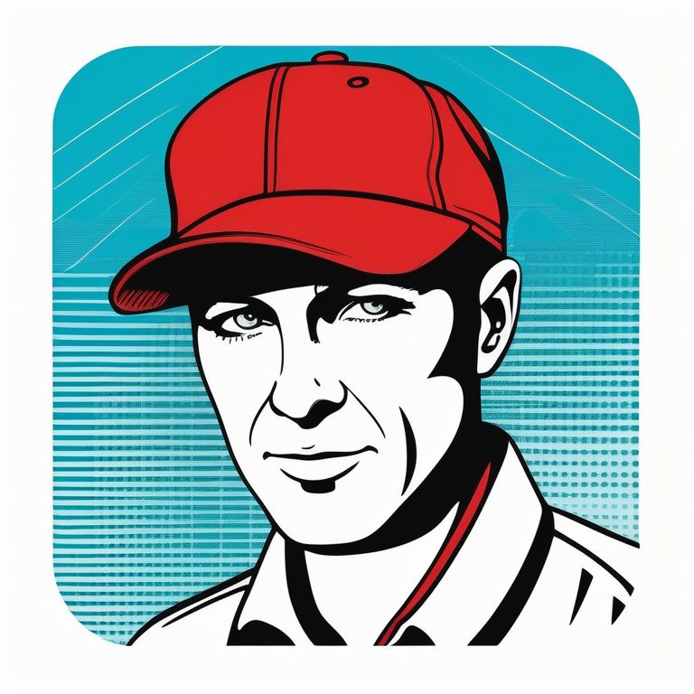 复古流行艺术极简插画:一顶红色棒球帽