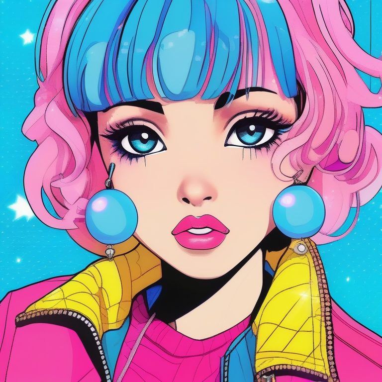 复古流行艺术少女肖像