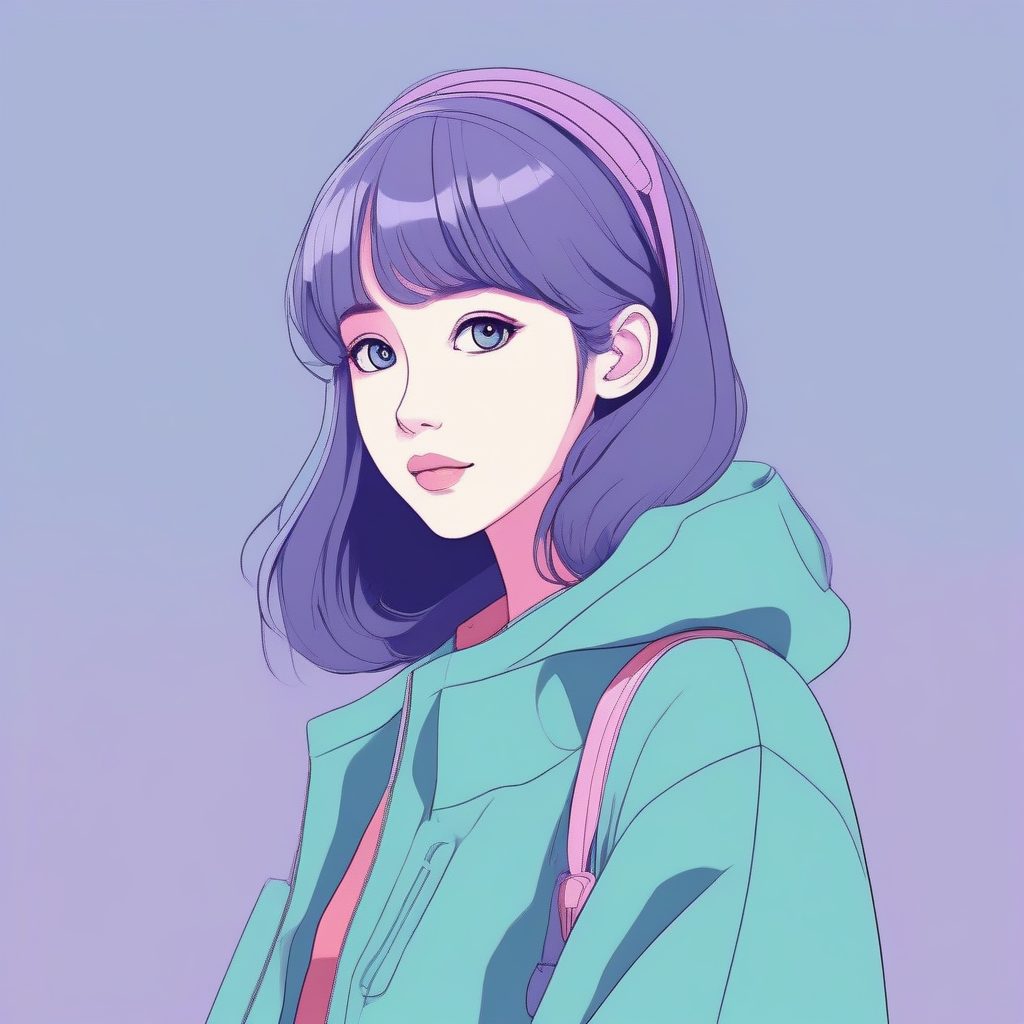 复古赛璐珞：纯色填充的呆萌少女