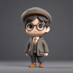 复古摄影师Q版男孩:3D粘土相机道具渲染与复古造型 7 fu gu she ying shi q ban nan hai 3d nian tu xiang ji dao ju xuan ran yu fu gu zao xing