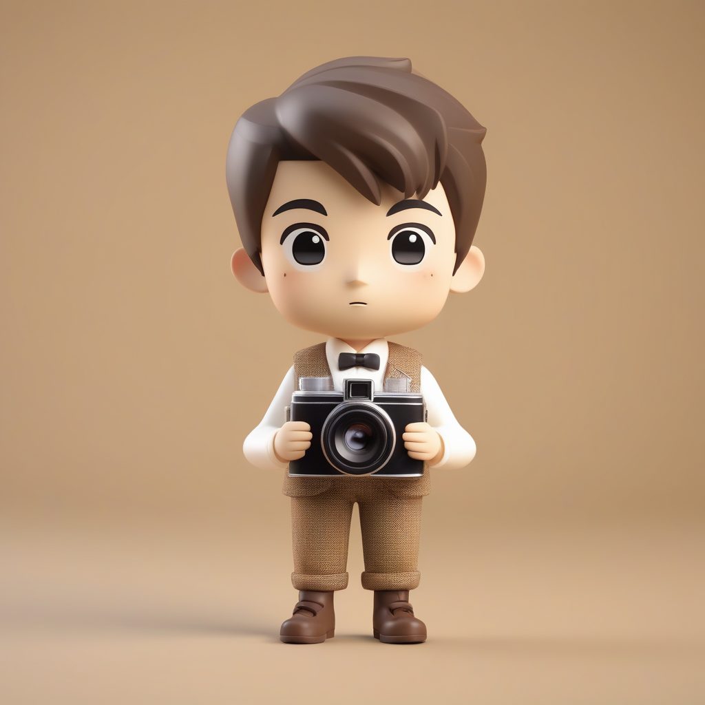 复古相机收藏家Q版男孩3D盲盒手办AI绘画提示词 5 复古相机收藏家Q版男孩3D盲盒手办AI绘画提示词