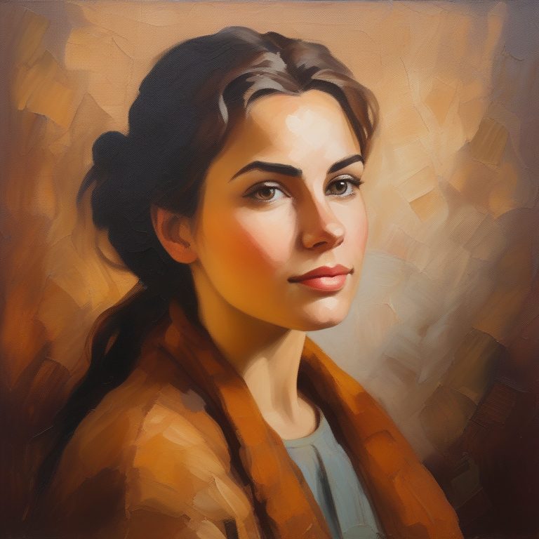 复古油画风少女肖像