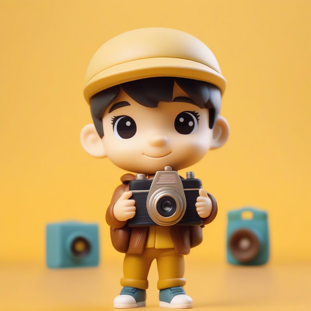 复古照相机男孩：80年代风格Q版手办，磨砂PVC质感