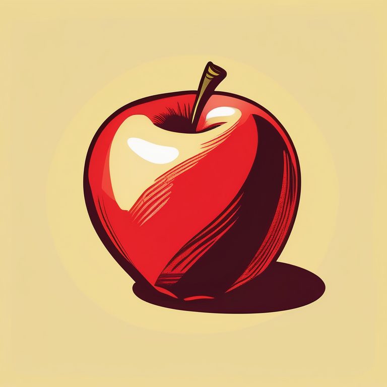 概念极简主义一个红苹果插画