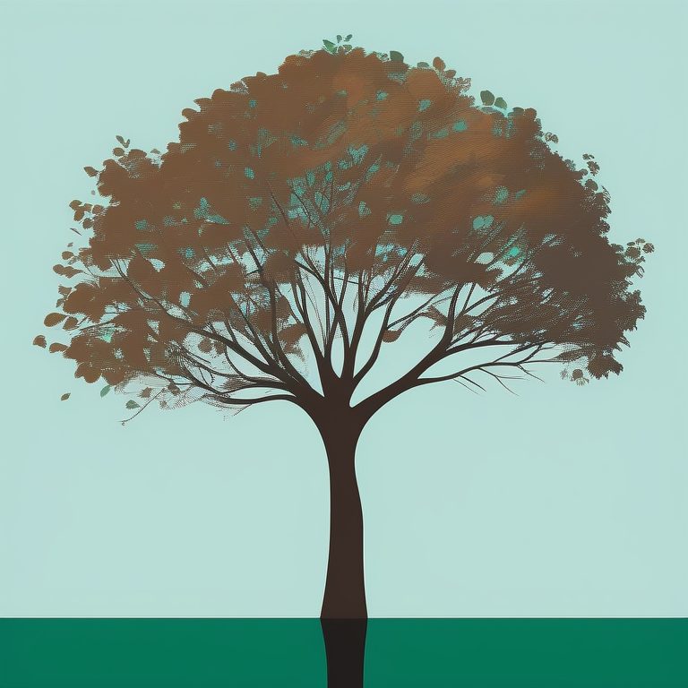 概念艺术极简一棵树纯色背景