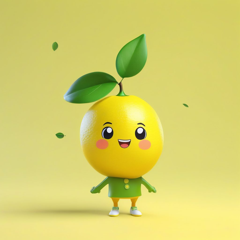 高饱和度Q版柠檬角色：Octane渲染全身盲盒提示词