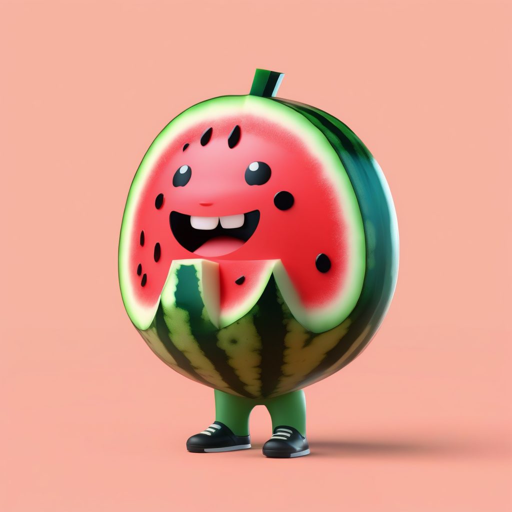 高饱和度Q版西瓜:Octane渲染全身,果肉高光 1 高饱和度Q版西瓜:Octane渲染全身,果肉高光