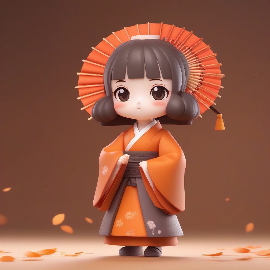 高点击率!Q版团扇汉服小女孩:3D粘土高光泽全身照,极简纯色背景 1 高点击率!Q版团扇汉服小女孩:3D粘土高光泽全身照,极简纯色背景