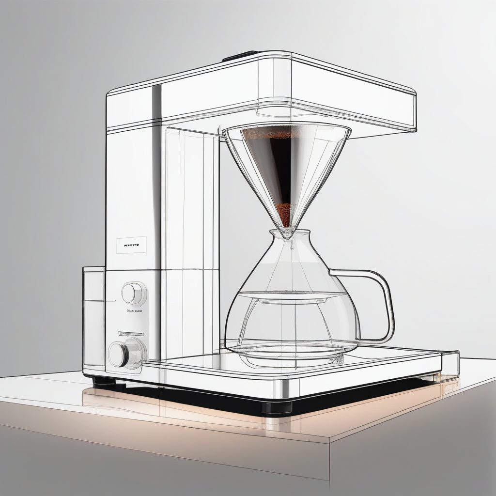 高端手冲咖啡机:极简主义马克笔光影渲染 1 高端手冲咖啡机:极简主义马克笔光影渲染