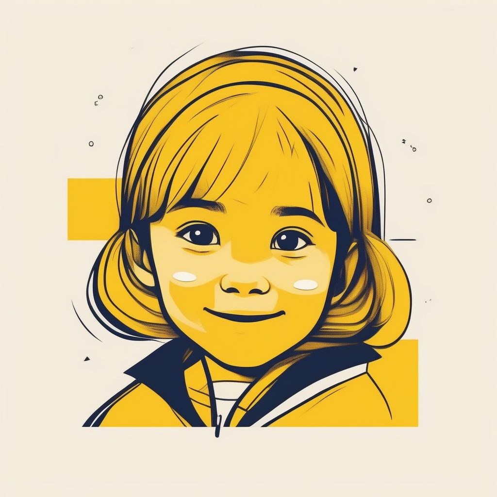 高对比度勾边:淘气探头微笑的极简少女 55 高对比度勾边:淘气探头微笑的极简少女