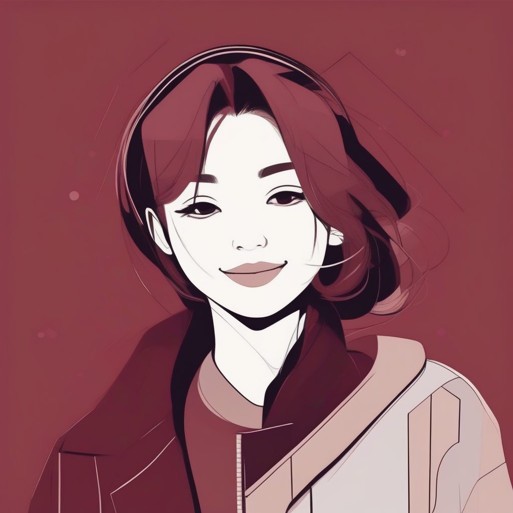 高对比度线条极简少女：俏皮的眨眼瞬间