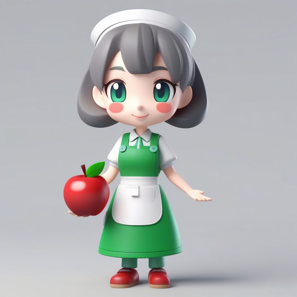 高光C4D：Q版护士手拿水果，提倡健康生活