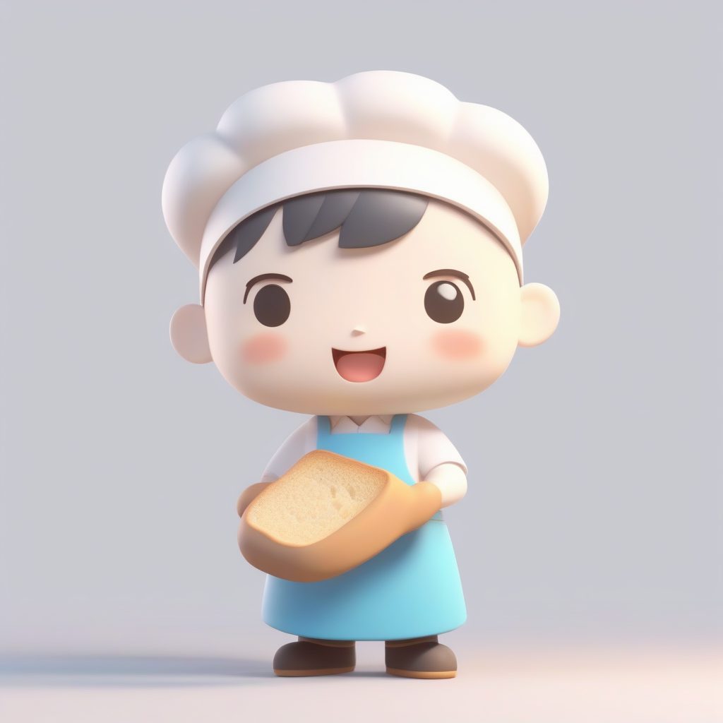 高光抛光：面粉伪装的Q版面包师公主全身站立照