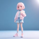 高级时装Q版模特:超模走秀姿态与极简纯色背景 3 gao ji shi zhuang q ban mo te chao mo zou xiu zi tai yu ji jian chun se bei jing