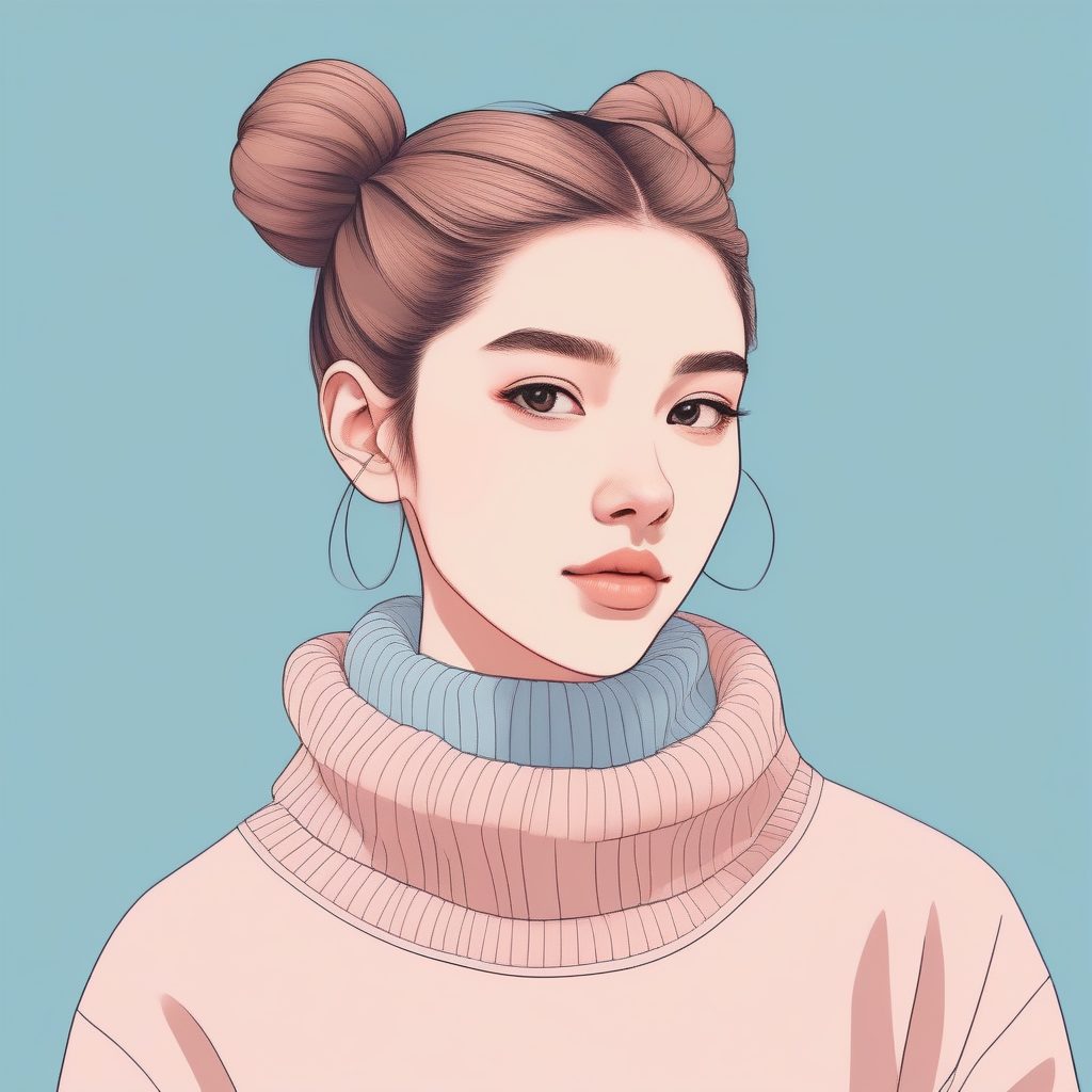 高领与半丸子头:干净利落的潮流女孩特写