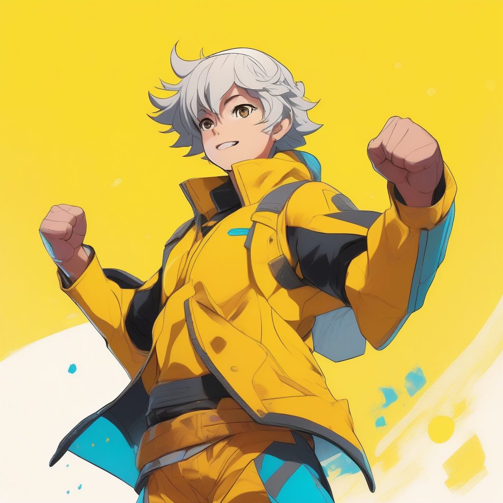 高清Q版角色卡：亮黄色背景下的活力造型