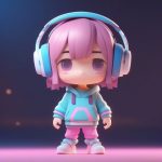 高细节8K游戏玩家Q版手办:C4D建模聚焦表情,纯色背景提示词 5 gao xi jie 8k you xi wan jia q ban shou ban c4d jian mo ju jiao biao qing chun se bei jing ti shi ci