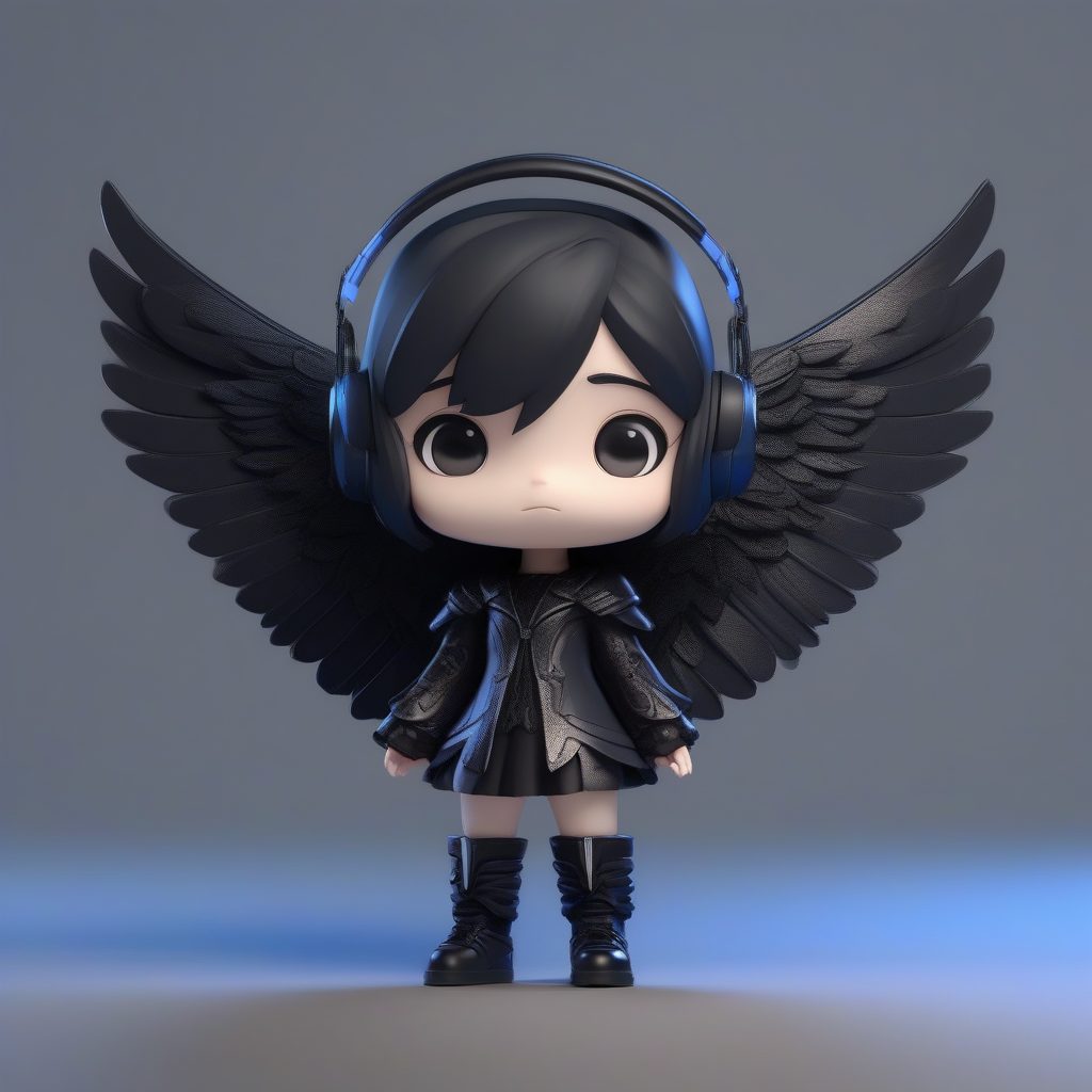 哥特暗黑堕天使：C4D高精度光追，冷调粉彩盲盒人偶