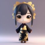 哥特暗黑风旗袍:C4D金丝刺绣Q版手办渲染 6 ge te an hei feng qi pao c4d jin si ci xiu q ban shou ban xuan ran