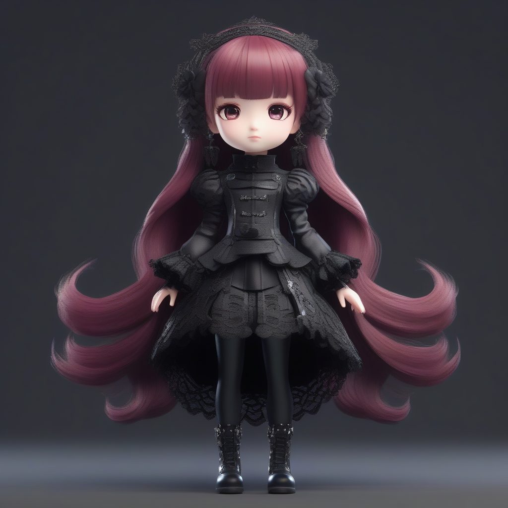 哥特风Q版萝莉全身像：高细节、8K纯色背景AI艺术生成指南