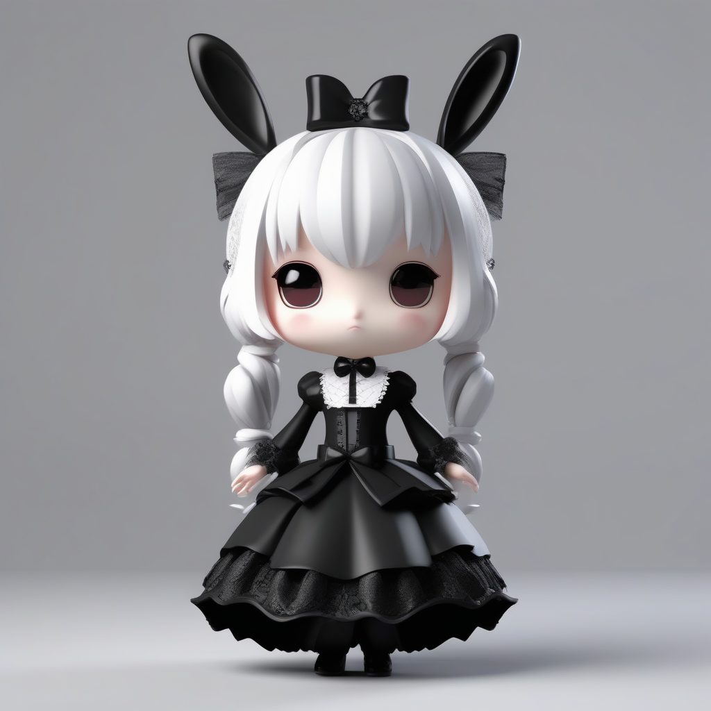 哥特萝莉兔耳娘：暗黑系Q版粘土手办全身照