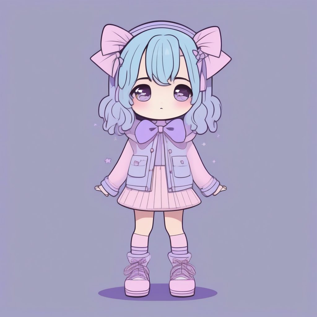 哥特甜心轻盈版:蝴蝶结与淡紫色调Q版全身提示词 3 哥特甜心轻盈版:蝴蝶结与淡紫色调Q版全身提示词