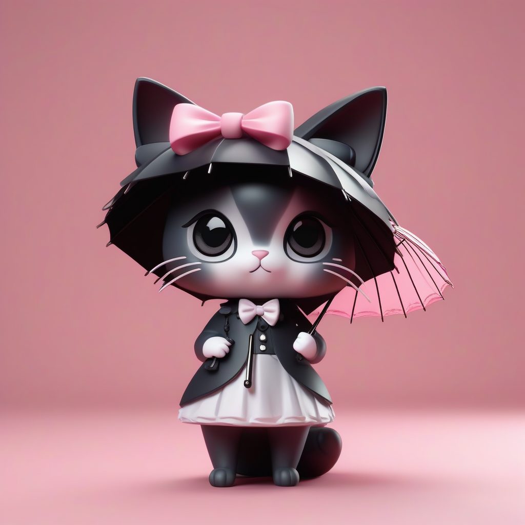 哥特系马卡龙猫耳：Pop Mart风格Q版全身立绘AI提示词
