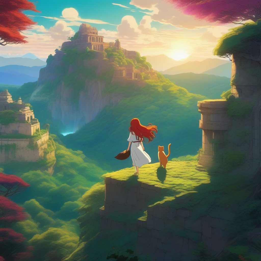 宫崎骏的奇幻天空：吉卜力风格鲜艳色彩的冒险之旅