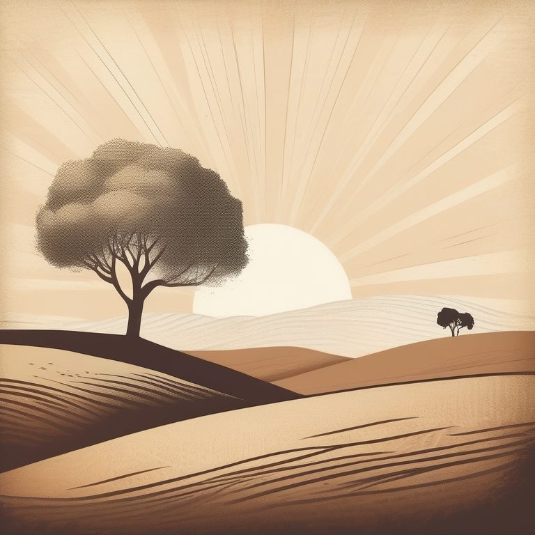 古典极简自然风景插画