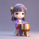 鼓乐活动主题:敲打小鼓的活泼Q版汉服女孩全身渲染 2 gu yue huo dong zhu ti qiao da xiao gu de huo po q ban han fu nyu hai quan shen xuan ran