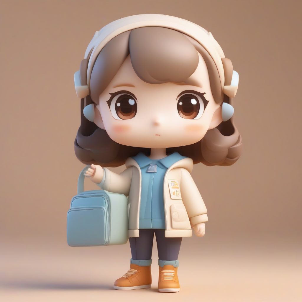 光线追踪艺术生：抱持调色盘的粘土材质Q版女孩