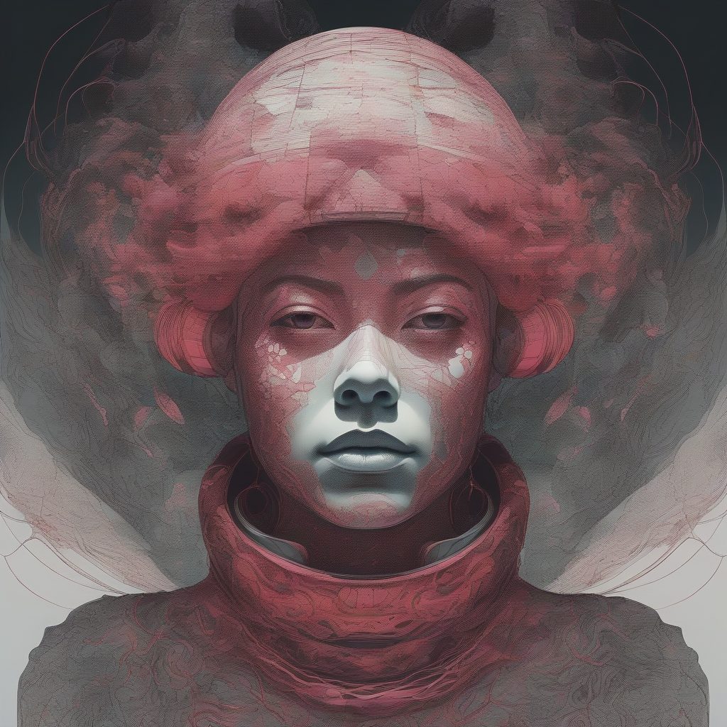 光影交织的深海档案员:藻类朋克与故障美学 1 光影交织的深海档案员:藻类朋克与故障美学