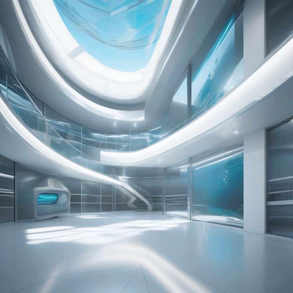 轨道中庭：太空站内部高科技玻璃幕墙 ArchViz