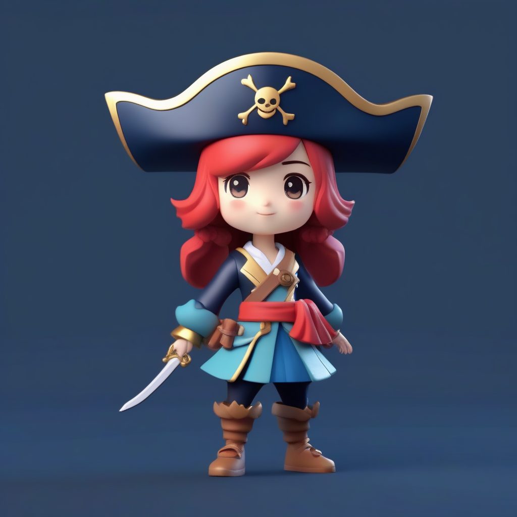 海盗公主盲盒：拿着小旗子的叛逆女孩站立照