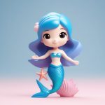 海蓝色美人鱼Q版:C4D Octane全身高光泽渲染图 5 hai lan se mei ren yu q ban c4doctane quan shen gao guang ze xuan ran tu