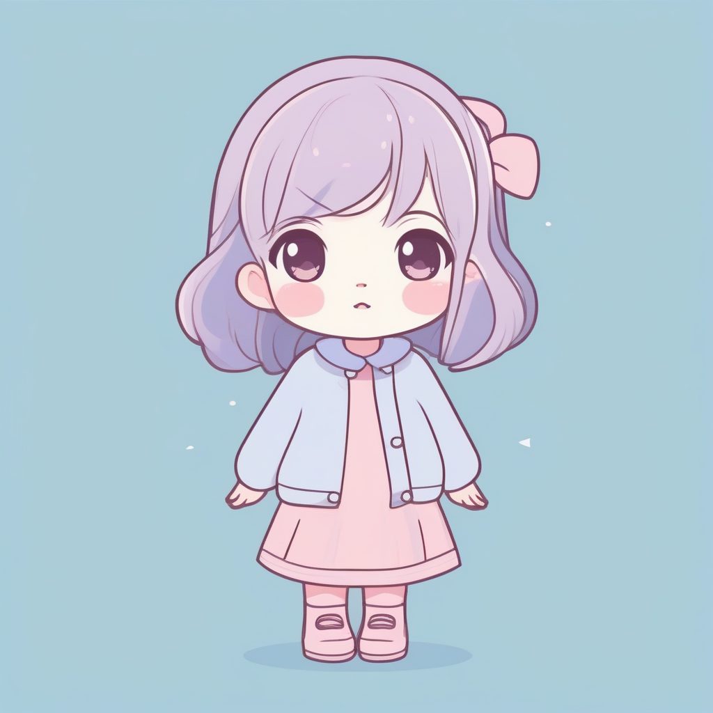 害羞躲藏：天真无辜表情的Q版插画