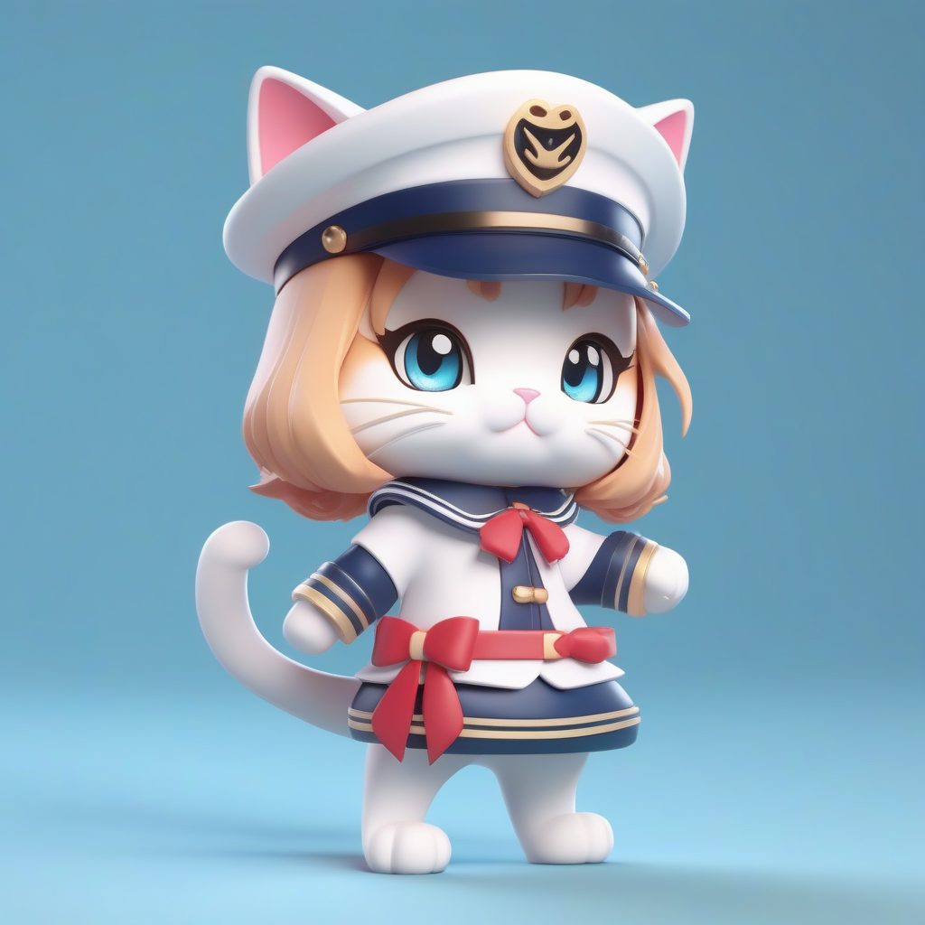 海洋水手猫耳娘：3D盲盒风，C4D超清光追艺术