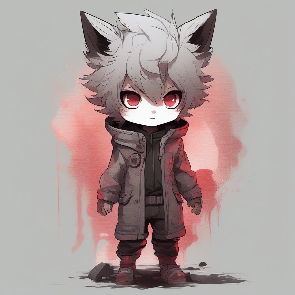 海藻朋克探险家：Q版男孩的有机纹理和故障效果全身渲染