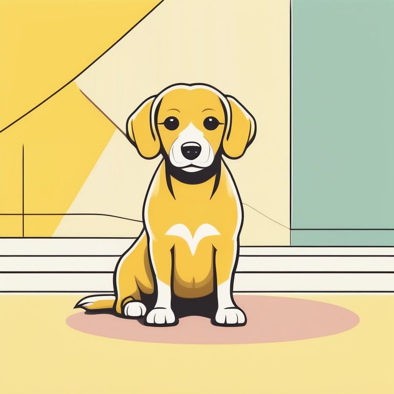 韩风极简风格,一只小狗,温暖色调,极简动物插画