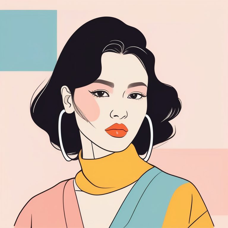 韩流现代极简流行艺术风格时尚女孩肖像