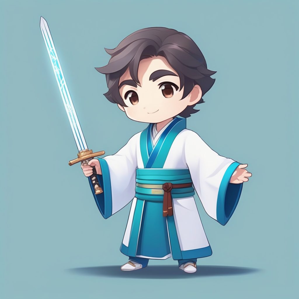 翰墨江湖:极简卡哇伊Q版书生侠客,全身精美渲染提示词 5 翰墨江湖:极简卡哇伊Q版书生侠客,全身精美渲染提示词