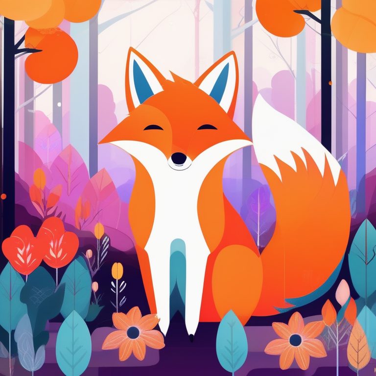 韩式波普色彩狐狸与春日森林