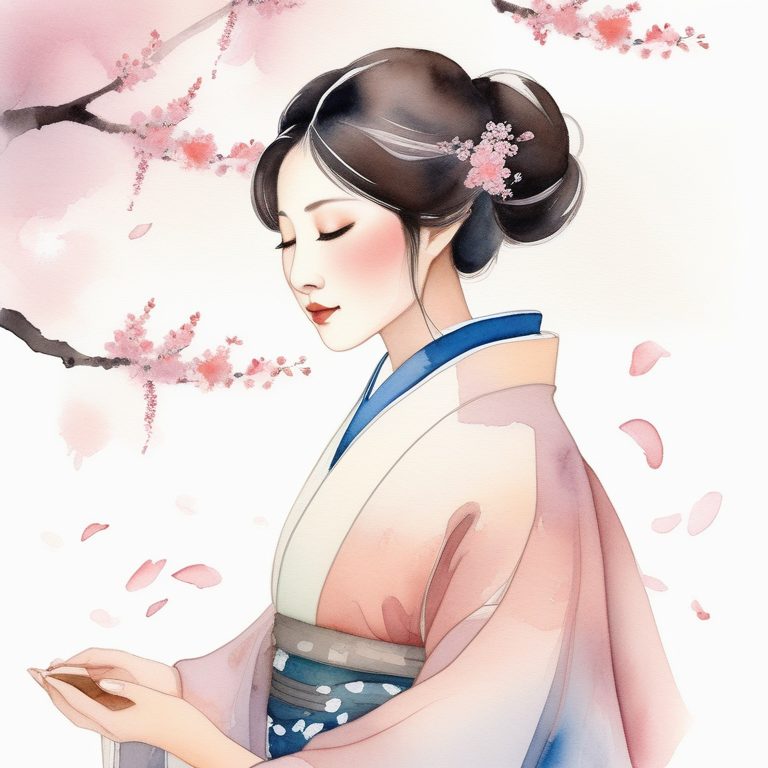 和风静谧水彩和服女孩