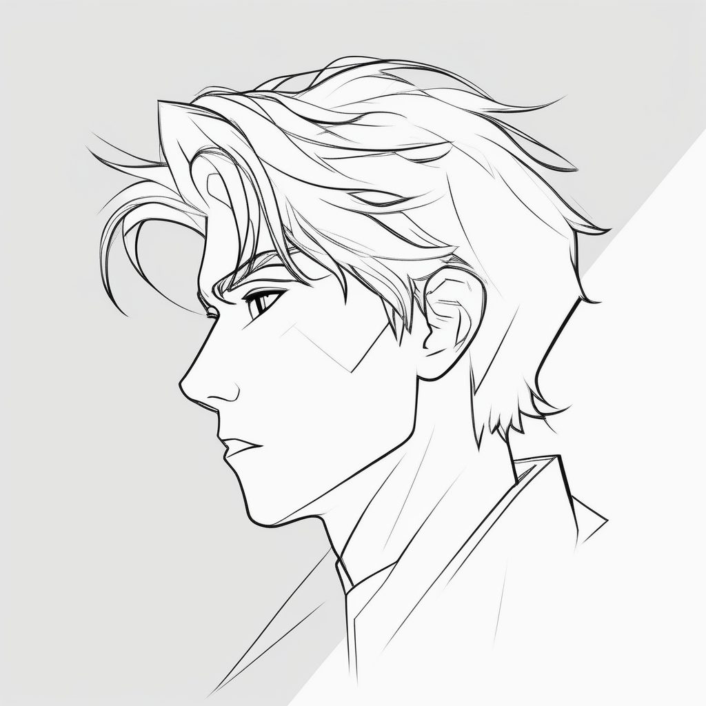 黑白线条：极简风酷飒少女侧脸头像