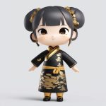 黑金配色旗袍萝莉:高雅Q版手办设计,C4D全身渲染图 5 hei jin pei se qi pao luo li gao ya q ban shou ban she ji c4d quan shen xuan ran tu