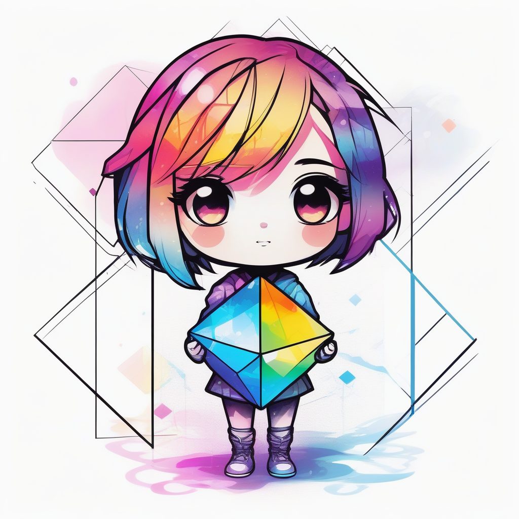 黑墨勾勒的几何棱镜少女:抽象形式与极简动态素描 1 黑墨勾勒的几何棱镜少女:抽象形式与极简动态素描